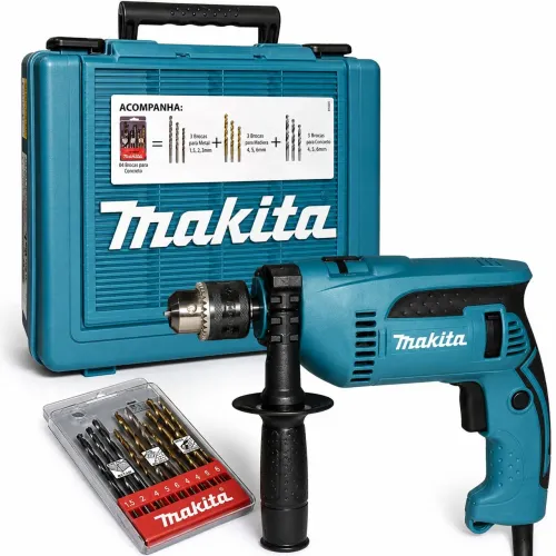Furadeira de Impacto 1/2' HP1640KX1 127V com Maleta e Kit Brocas - Makita