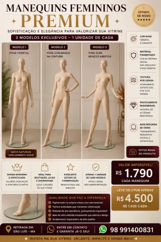 Manequim Feminino Premium Nude | Base de Vidro | Estado de Novo