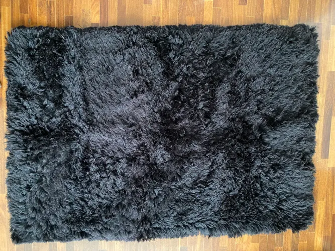 Tapete Felpudo Preto Shaggy Macio