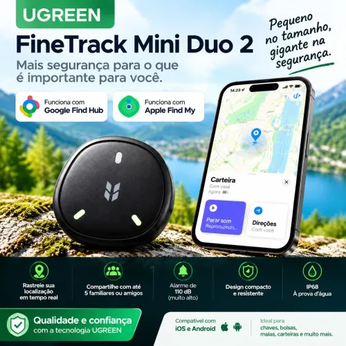 Rastreador Ugreen Mini Duo Android i IOS Localização i IP68