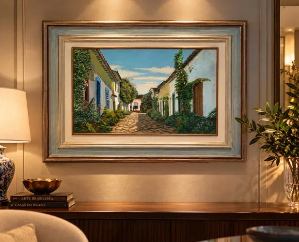 Quadro obra de arte de casarão português