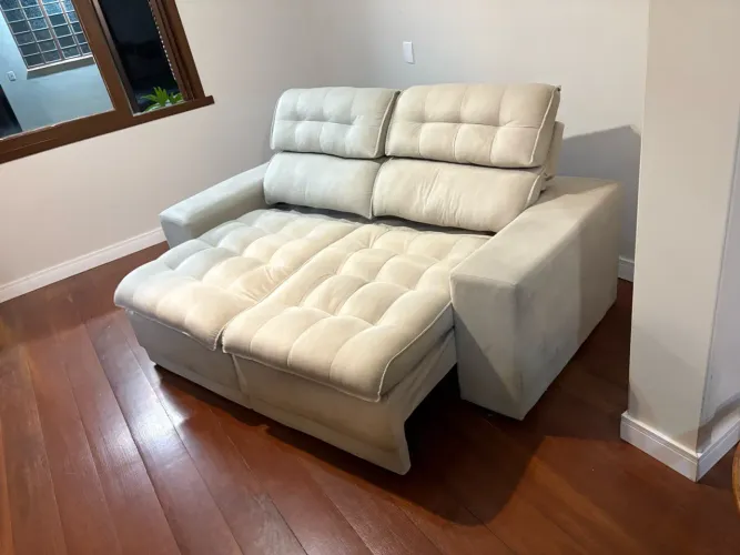 Sofa Omega - 2,00m Assento Retratil e Reclinavel Velosuede Areia