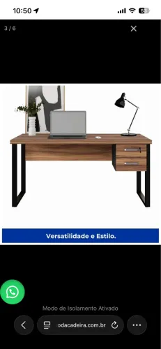 Mesa Escritório PÉ QUADRO 1,50×0,60m - C/ Gavetas - NOGAL SEVILHA/PRETO