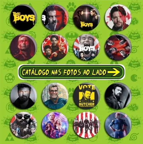 Bottons The Boys Billy Bruto Butcher Capitão Pátria Black Noir Homelander - NerdDog Store