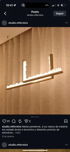 Lustre Pendente de Pedras Linear Dourado LED - 2 Peças - Novo