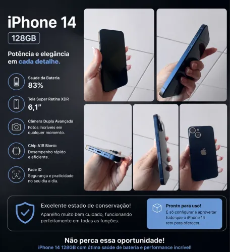 iPhone 14 128g 83% de bateria 