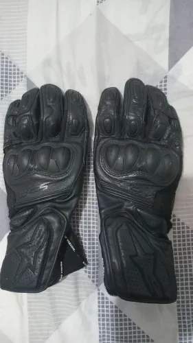 Luva alpinestar couro motociclista.