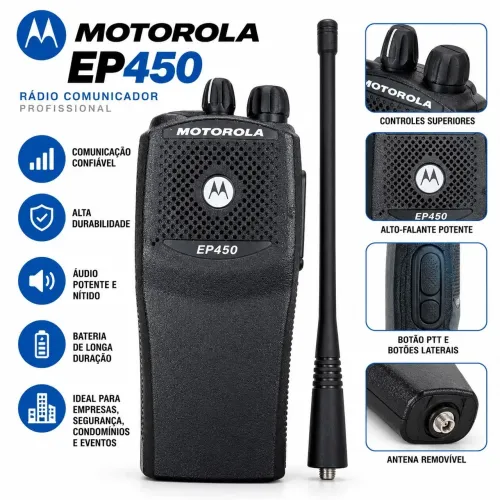 4 aparelhos Walkie-talkie Motorola EP450 e frequência UHF preto