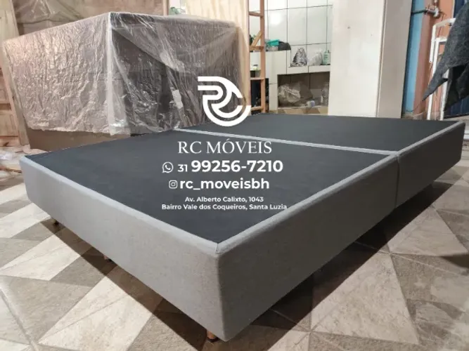 Base Box King Bipartida Blindada Premium 1,93x2,03 - Madeira Imunizada Anticupim