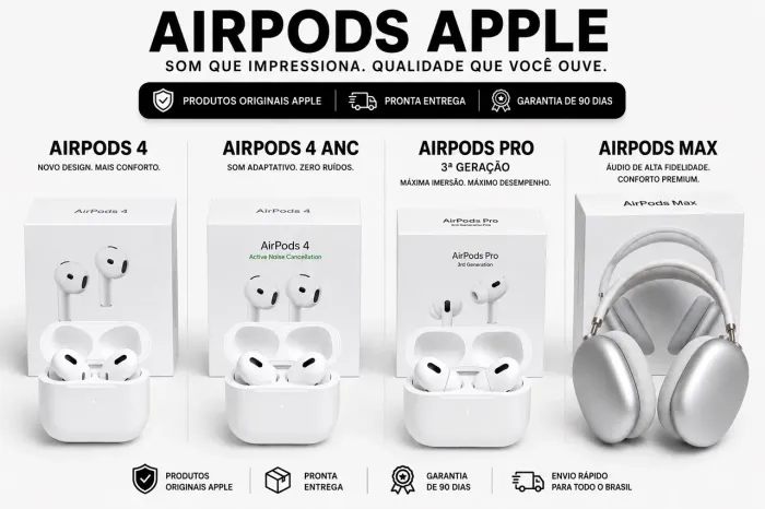 AirPods 4 e AirPods 4 ANC e AirPods PRO BB 3ª e  AirPods MAX novos 