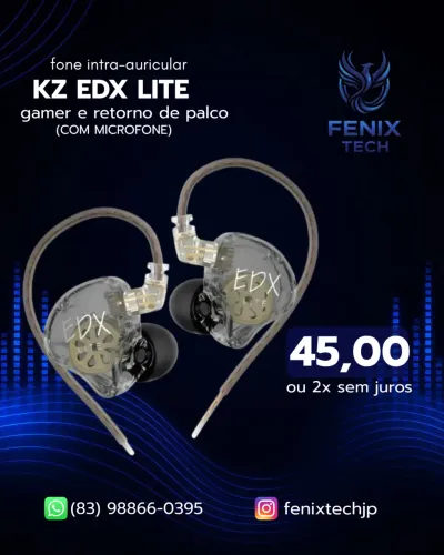 KZ EDX LITE- fone intra auricular gamer/retorno