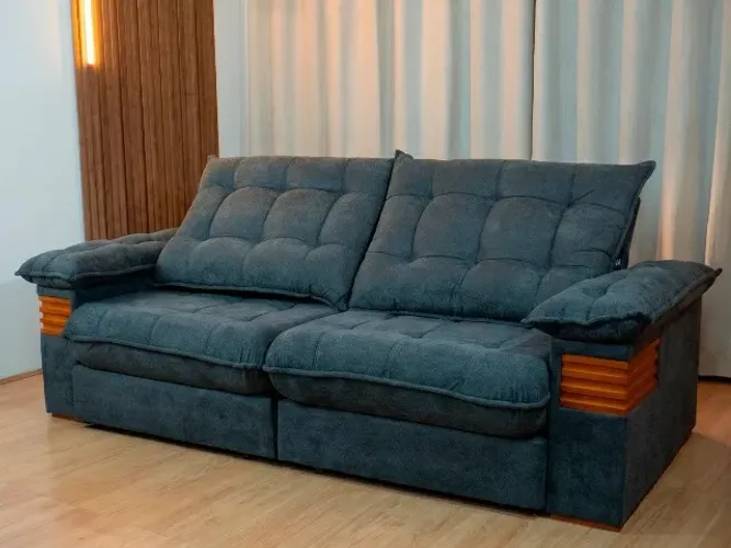 Sofá Retrátil Reclinável Mirabe 2,50m Cinza - Chenile Luxo