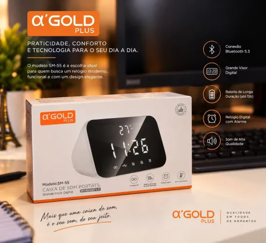 Caixa de som e Rádio Relógio