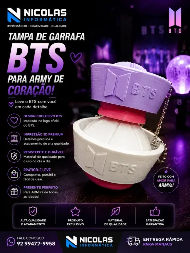 Tampa de garrafa bts