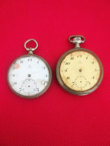 Lote 2 Relógios Omega de Bolso PARADOS 