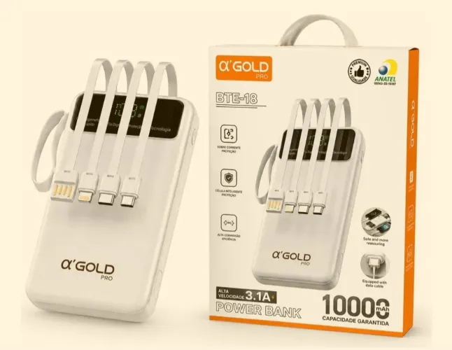 Power Bank 10.000mAh A'Gold BTE-18 - Carga Rápida