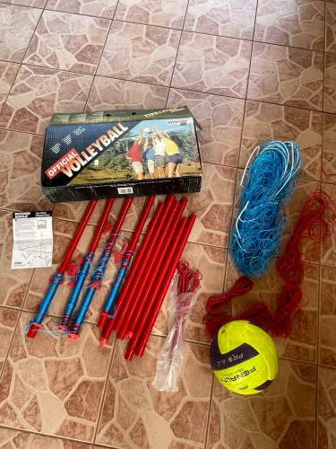 Kit Rede Vôlei Oficial 9x18m Completo Com Mastros E Bola Penalty