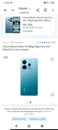 Celular redmi note 14 256 gb