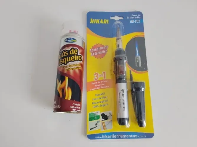 Ferro De Soldar À Gás 3 X 1 Macarico Hk-902 Hikari + 1 Gás