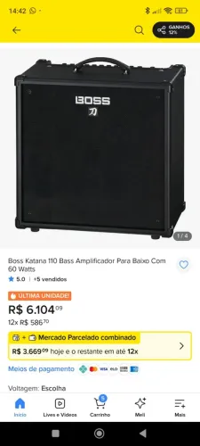 Amplificador Boss katana 110 60w.