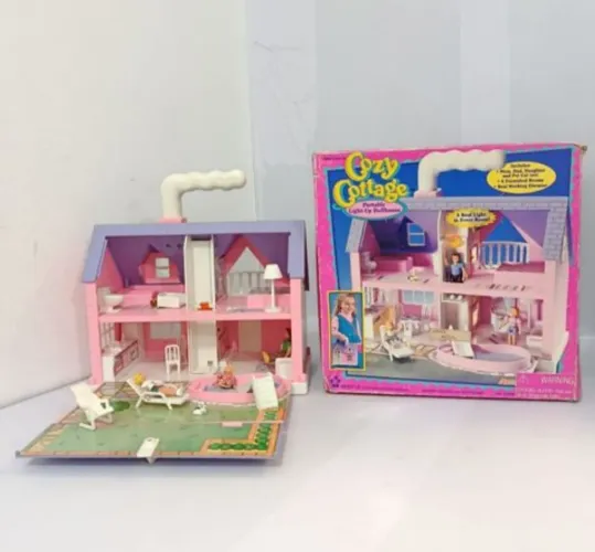 casinha de bonecas cozy cottage portable light-up dollhouse 1994 | wc1