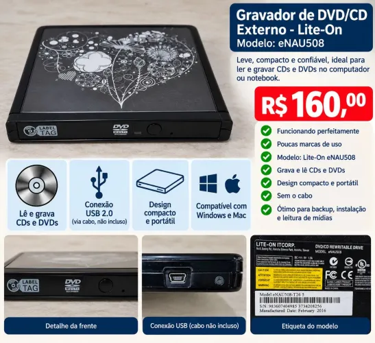 Gravador externo de DVD/cd