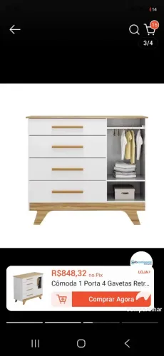 Comoda 4 gavetas 100% MDF