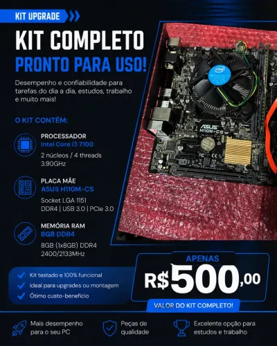 Kit Upgrade - I3 7100 | H110M-CS | 8GB de Ram DDR4
