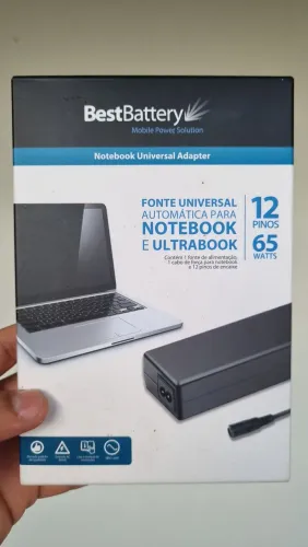 Fonte Universal Notebook 65W BestBattery - 12 Pinos (Nova/Completa)