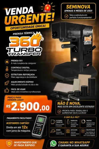 Prensa Térmica 360 Turbo Transfer 9x1 ? Seminova
