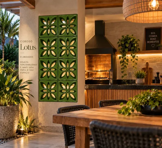 Cobogo Lotus Decorativo 25x25 Verde 8 Pecas Parede Reforma Construcao