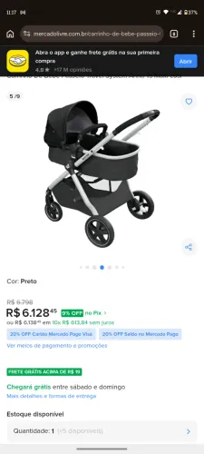 Carrinho e bebê conforto de bebê