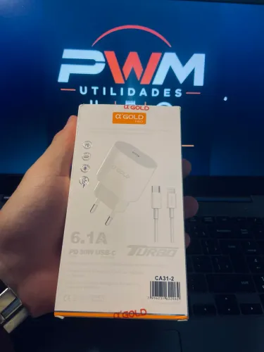 Carregador Turbo A?GOLD PRO 30W (6.1A) Novo - iPhone e Type-C 