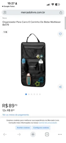 Organizador pra carro ou carrinho de bebê