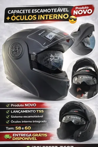 Capacete Escamoteável e Óculos Interno 