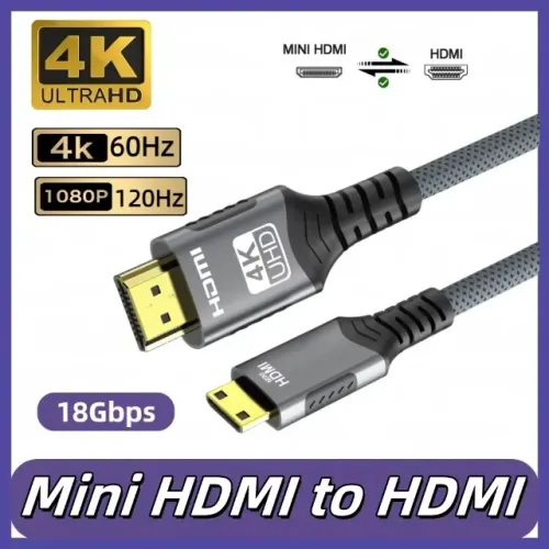 Cabo Micro HDMI para HDMI 4k 60hz 2mts trançado - Entrega grátis JP