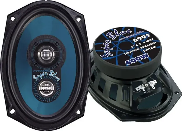 Pyramid 6991 Super Blue - 6" x 9", 600W, alto-falantes pretos de três vias