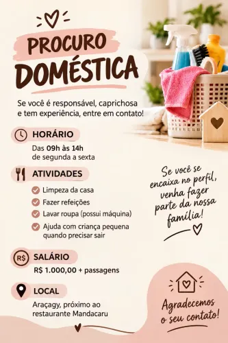 Procuro Doméstica - Araçagy