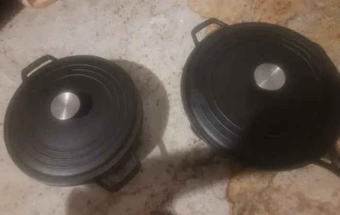 PANELA E FRIGIDEIRA DE FERRO COM TAMPA