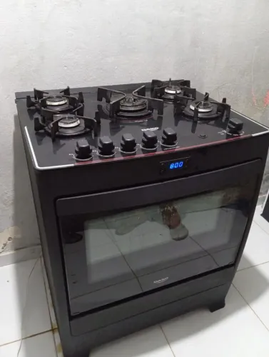 Fogão Dako supreme completo 5 bocas mesa de vidro forno com luz interna 