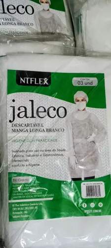 Jaleco Descartável manga Longa NTFLEX 3 Unid / Profissionais e Revenda 