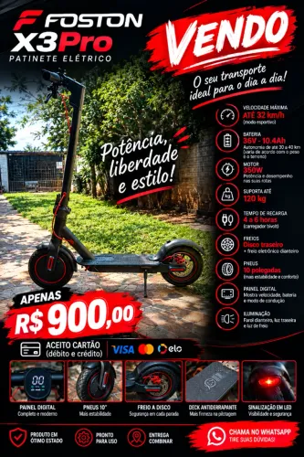 Patinete Foston X3Pro (Aceito , Cartão)