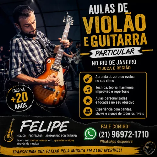 Não Tem Instrumento? Comece Hoje! Aulas de Violão e Guitarra na Tijuca e redondezas. 