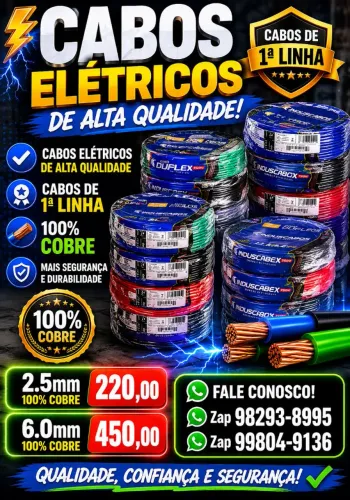 Cabos elétricos 2.5 e 6.0 mm induscabos
