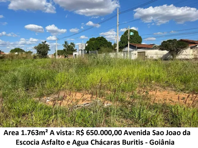 Leia a descrição: Area 1.763m² (Avenida Sao Joao da Escocia) Chácaras Buritis