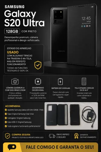 Samsung Galaxy S20 Ultra 128gb Preto