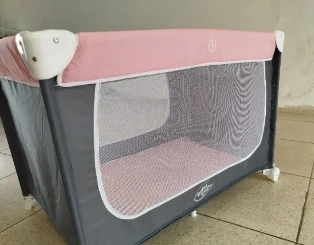 Berço Portátil Desmontável Baby Style Confort Rosa