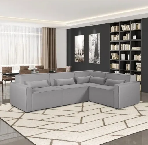 Sofá de canto modular 4 lugares cinza perfeito estado