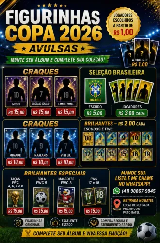 FIGURINHAS COPA DO MUNDO 2026 AVULSAS - A PARTIR DE R$ 1,00