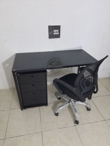 Kit mesa industrial + gaveteiro + cadeira 